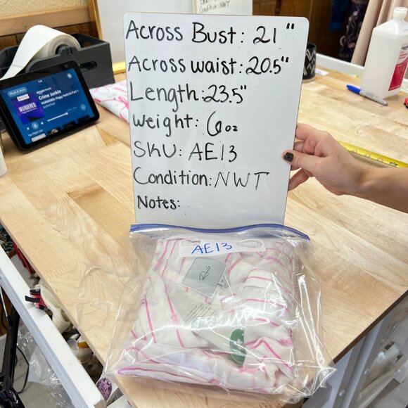 Rails Whitney Pineapple Stripe Linen Blend Button-Up Shirt XS White & Pink NWT - Picture 10 of 12